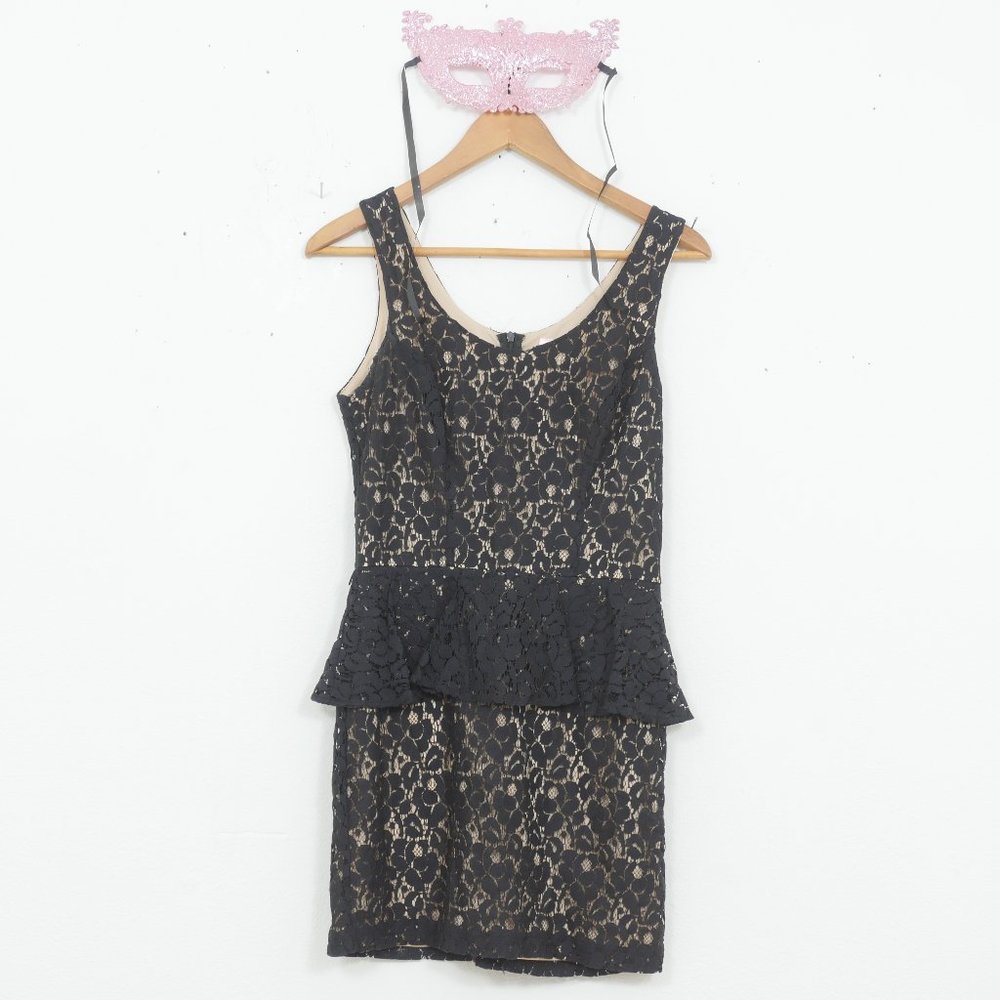 Three Hearts Nude/Black Lace Sleeveless Dress